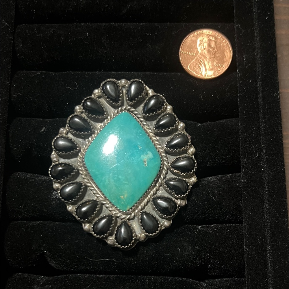Turquoise and Black Onyx Statement Ring